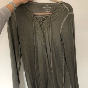 American eagle lace up top
